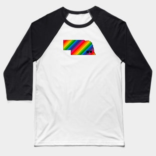 USA States: Nebraska (rainbow) Baseball T-Shirt